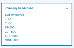 Sales Navigator filter by company headcount