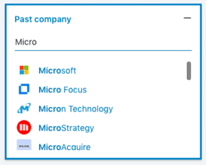 Filter by past company