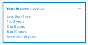 Filter by years in position
