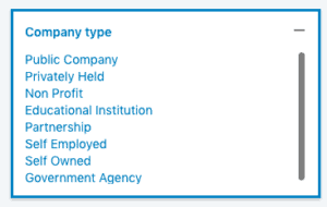Filter by company type