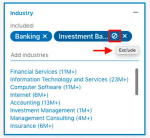 LinkedIn filter by industry