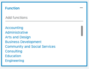 Sales Navigator filters by function