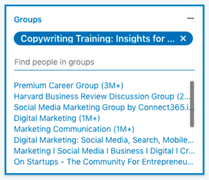More filters by groups
