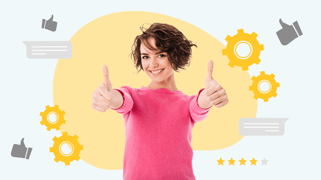 Woman with her thumbs up