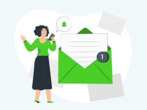 Cartoon woman getting a message