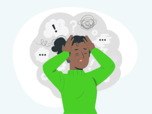 Woman frustrated with hands on head