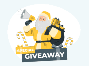 Yellow Santa giving out rewards
