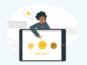 Woman giving a good review