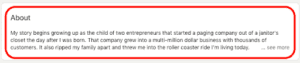 Writing on LinkedIn profile