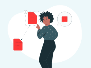 Person pointing at the "copy" symbol