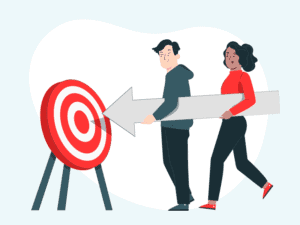 People pointing an arrow at a target
